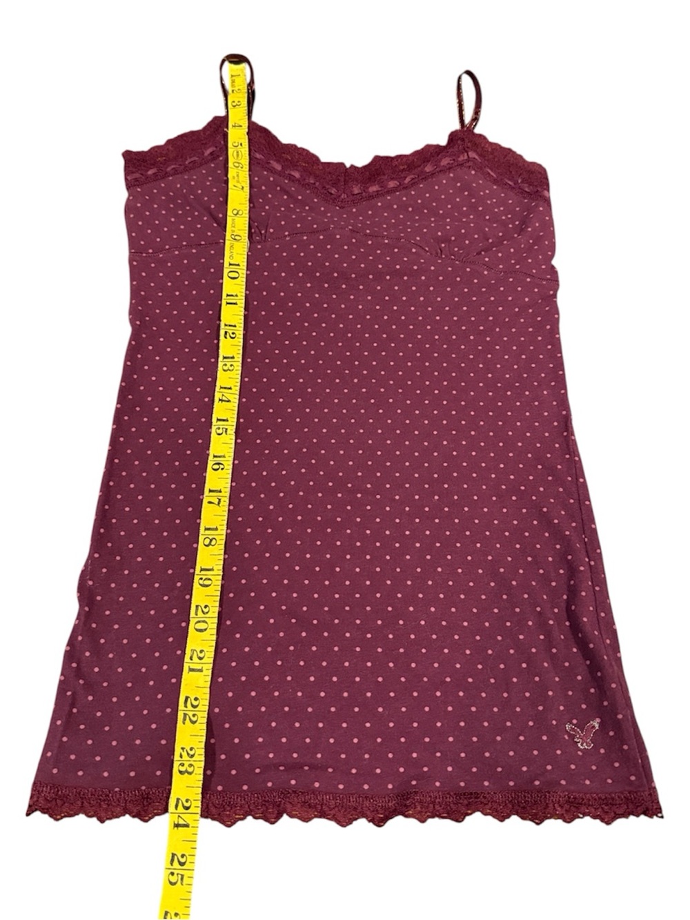American Eagle Outfitters Burgundy Polka Dot Lace Trim Cami - Picture 9 of 10